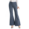 P164-2 Women Tencel polyester stretch denim flared smart casual tailored trousers
