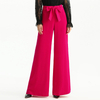 P184 Women Solid wide leg full length formal tailored trousers