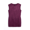 9B48 Women Stretch faux suede metal zip shoulder mini sheath dress