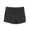 B528 Women Solid crinkle textured belted mini shorts