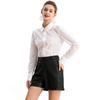 T195 Women Stretch poplin shirt collar long sleeves career fitted blouse