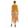 S070-1 Women Floral print wrap design panelled asymmetric casual midi skirt