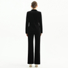 J155-5 Women Velvet combo satin notched lapel long sleeves tailored-cut single-breasted blazer
