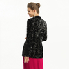 J155-7 Women Sequin embellished velvet notched lapel tailored-cut single-breasted evening blazer