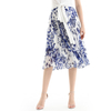 S076 Women Floral print chiffon pleated casual midi skirt