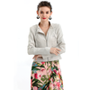 J092 Women faux suede panel perforated biker jacket