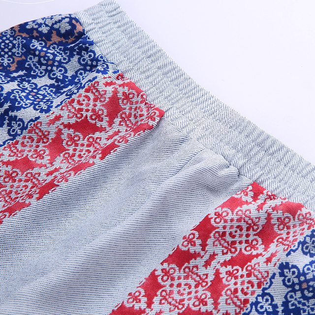 C892 Women Motif block print pull-on casual mini shorts