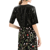 T046 Women Sequined chiffon jacket V-neck short sleeves cropped blouse jacket