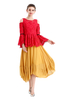 S068-7 Women Solid chiffon asymmetric panelled long flare handkerchief skirt