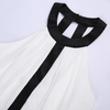 1L13 Women Solid georgette halter neck contrast strappy maxi evening dress