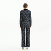 P147-2 Women Bonded sequin lace mid-rise straight leg evening long pants