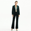 P147 Women stretch velvet mid-rise straight leg tailored trousers