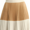 S125 Women Faux suede color-block full circle sunburst pleated midi skirt