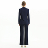 P147-6 Women Polyester double crepe mid-rise straight leg tailored pants