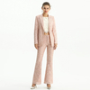 P164-1 Women Scattered sequin floral lace mid-rise boot-cut tailored evening trousers