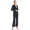 P158 Women Bonded sequin lace mid-rise boot-cut evening cropped pants