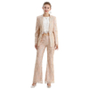 P164-4 Women Embroidered sequinned tulle mid-rise boot-cut tailored evening trousers