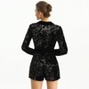 R154-3 Women Sequinned velvet long sleeves party romper