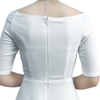 D413 Women Solid short sleeve boat neck flared mini dress