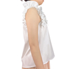 B563 Women Cotton V-neck ruched ruffle tank top