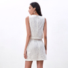 T257+S258 Women Floral lace sleeveless top mini skirt party set