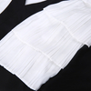 Z224 Women Color-block multi-strap criss-cross back pleated tiered party short dress