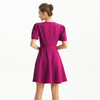 D094 Solid Short Puffy Sleeve Mini Day Dress