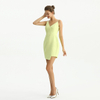 D210 Solid Crepe Asymmetric Neckline Mini Evening Dress
