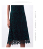 D098-4 Women Two-tone floral leaf eyelash lace sleeveless straight-cut party midi dress