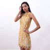 D097-1 Women fashion eyelash lace sleeveless fitted day and party mini dress