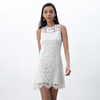 D097 Women Floral eyelash lace sleeveless fitted day and party mini dress