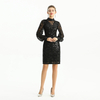 D162 Women Sequins and beads embellishment mock neck long puff sleeves fitted short evening dress