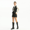 J217 Women faux leather panelled fitted biker vest 