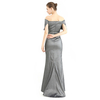 D111 Women Solid off shoulder draped detailing fitted mermaid maxi evening dress