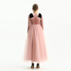 D191 Girls Velvet long sleeves full shape flared design evening long tulle gown 