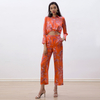P266 Women Floral print fit and flare boot-cut ankle-length pants