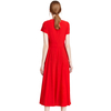 H628 Women Solid knit cap sleeves midi day dress 