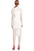D002 Women Floral eyelash lace short sleeve midi fitted party dress