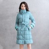 C107 Women winter memory twill zip-up hooded duck down padded coat