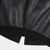 J108 Women faux leather V neck ribbed back hem short jacket