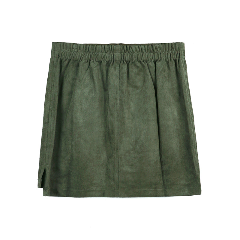 G545 Women Faux suede elasticated waist cargo mini skirt