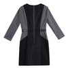 1G70 Women Heather knit faux suede color-block paneled smart casual short dress