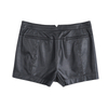 P243 Women faux leather zipped pockets smart casual mini shorts