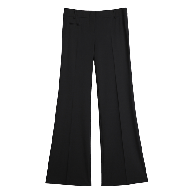 B881 Women Solid mid-rise straight-legs tailored trousers
