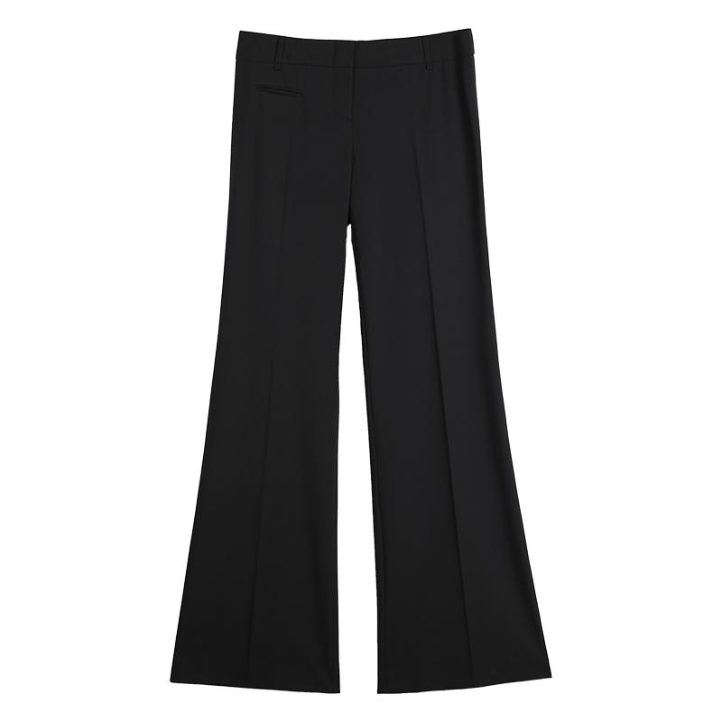 B881 Women Solid mid-rise straight-legs tailored trousers