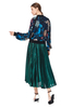 J133 Women Floral print combo solid crepe panelled design smart casual bomber jacket