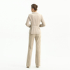 J130 Women Faux suede notch collar long sleeves tailored-cut single-breasted blazer