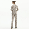 J156 Women Floral lace bonded fabric notched lapel tailored-cut single-breasted blazer