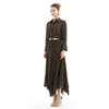 S068-1 Women Polka dot print asymmetric panelled long flare handkerchief skirt