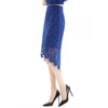 S075-3 Women Floral lace asymmetric scallop hem midi party skirt